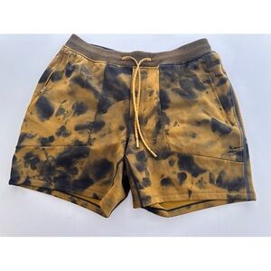 Lululemon size M Knit Shorts in Black and Gold tie dye effect